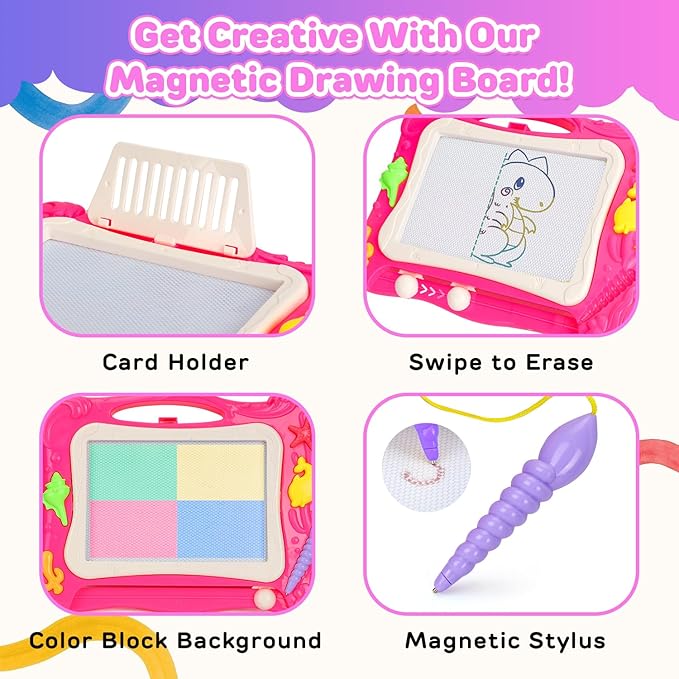 TOY Life Magnetic Drawing Board for Toddlers 1-3 Magnetic Doodle Board for Toddlers Drawing Table for Kids with Toy Building Blocks Doodle Board for Toys for Kids Gifts for Toddler