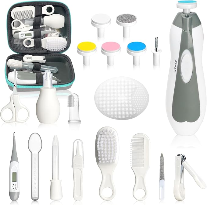 Baby Healthcare and Grooming Kit, Portable Baby Safety Care Set, Baby Essentials kit for Newborn (Grey White 20 in 1)