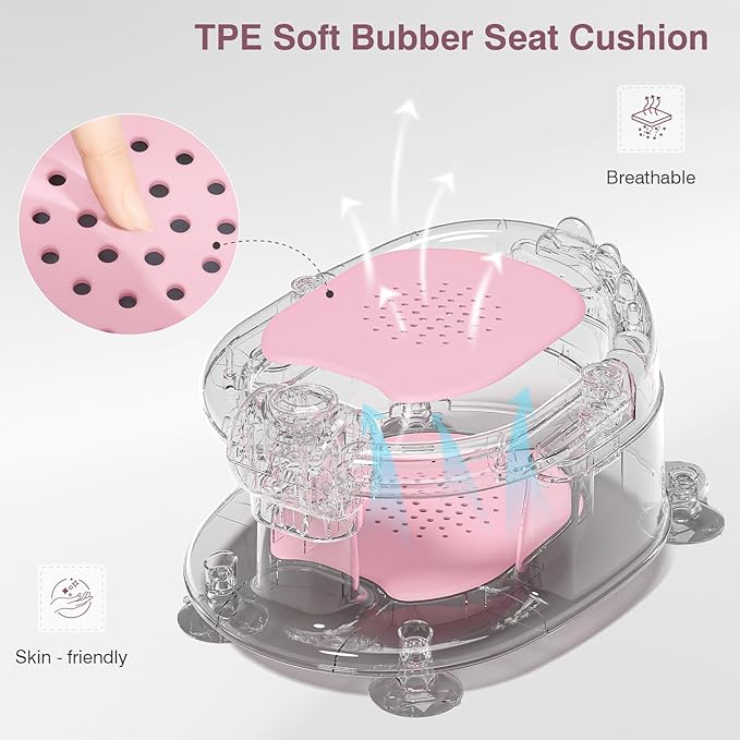 Baby Bath Seat for Babies 5 Months & Up - Non-Slip Bath Seat for Sitting Up with Baby Essentials Kit, Soft Cushion & Compact Design, Toddler Bathtub Seat