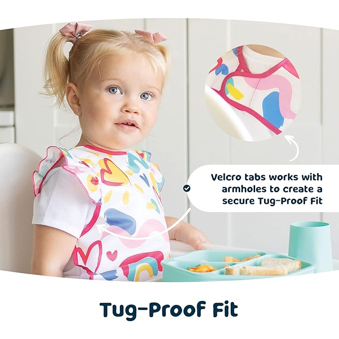 Tiny Twinkle Mess Proof Baby Bib - Waterproof & Lightweight Baby-Led Weaning Apron | 100% Recycled Polyester, Easy Clean & Machine Washable (Sage Green, Small 6-24 Months)