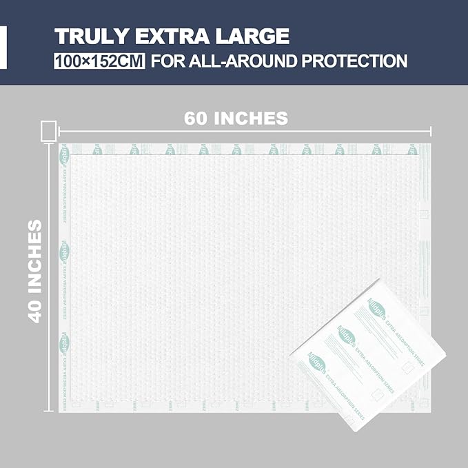 Heavy Duty Underpads 40"X60" Super Sized Chucks Pads 270 Grams Disposable Bed Pads with Strength Cloth Backing Extra Absorption Pads for Incontinence (100X152CM, 30 Count, Discreet Packaging)