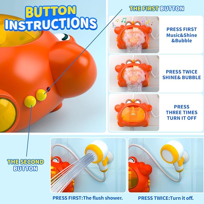 Bath Toys Shower Head for 1-3: Baby Kids 4-8 Months,Light up Bubble Machine for Toddlers 2-4,Pool Shower Musical Games,Gift Ideas of Birthday Chritmas,Bathtub Bubble Maker for Babies 6-12 Months