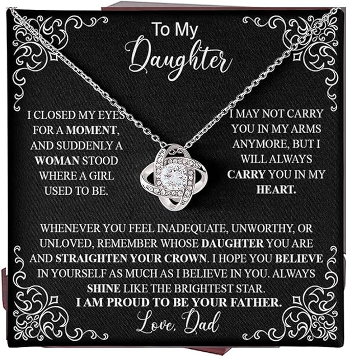 To My Daughter Gift Necklace From Dad or Mom - Badass Daughter Jewelry With Heartfelt Message & Elegant Box