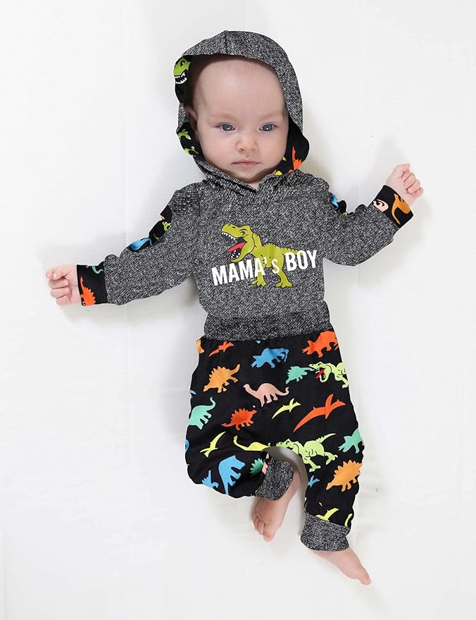 Fommy Newborn Baby Boy Clothes Plaid Letter Print Long Sleeve Hoodies + Long Pants 2PCS Fall Winter Outfits Set