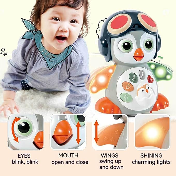 Penguin Crawling Toy for Babies 6-12 Months, Toys for 6 Month Old Boy, Tummy Time 3-6 Months, Light Up Music Toy, Gifts for 3-18 Months Boys Girls, 1 Year Old Boy Girl Toys