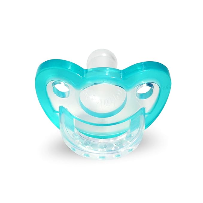 RaZbaby Jollypop Pacifier for Newborns & Up, USA Made, Natural Shaped Orthodontic Binky, Lovingly Shared in NICUs & Hospitals Worldwide, Medical-Grade 100% BPA-Free - 0-3 Months, 2 Pack - Teal