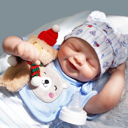 Lifelike Reborn Baby Dolls - 20-Inch Sweet Smile Real Life Realistic-Newborn Full Body Vinyl Sleeping Baby Boy with Toy Accessories Gift Set for Kids Age 3+
