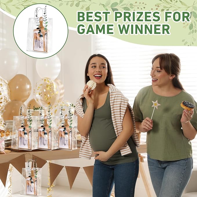 Baby Shower Prizes for Game Winners Bamboo Cheese Board Spoon Fork Butter Spreaders Plaid Towel Thank You Card and Gift Bags for Baby Shower Wedding Bridal Shower Favors (Bamboo, 1 Set)