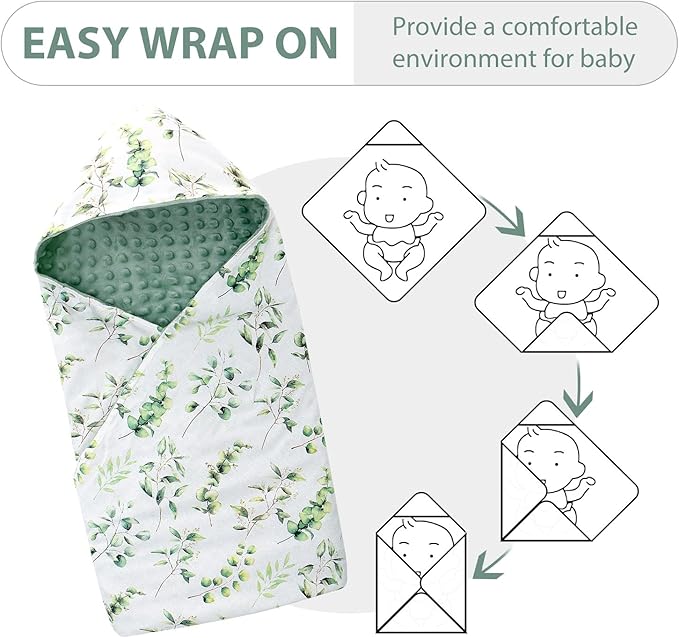 Miracle Baby Car Seat Blanket for Babies, Minky Dot Carseat Swaddle Blankets for Infants Newborn Boys and Girls (Green Leaves)