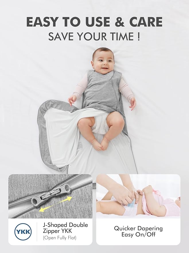 HAPIU Unisex Rayon Made from Bamboo Baby Sleep Sack TOG 0.5, 2-Way Zipper YKK, Wearable Blanket Toddler