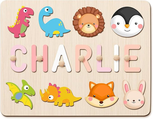 Personalized Name Puzzle - Custom Wooden Puzzle for Toddlers 1-3 - Unique Baby Shower, Christmas & 1st Birthday Gift for Boys and Girls - Keepsake Montessori Toy (Basic)