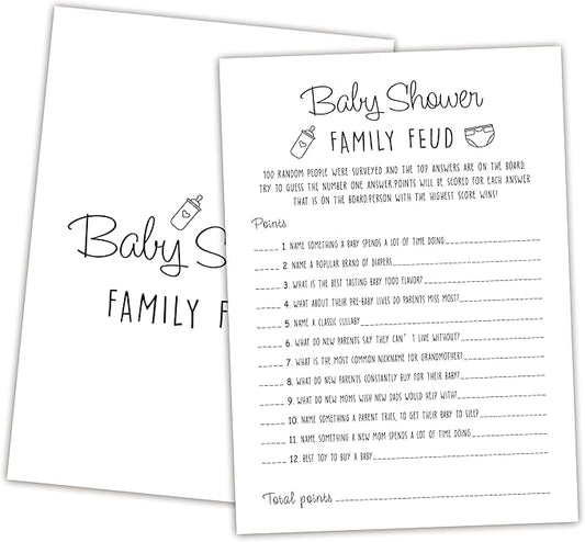 Family Feud Baby Shower Game - Pack of 30 Cards, Answer Key, Gender Neutral Decorations, Game Supplies