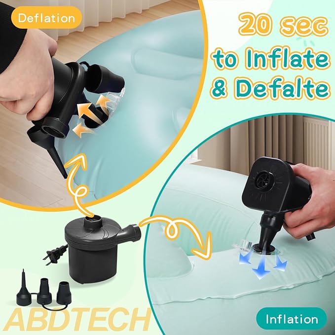 Inflatable Toddler Travel Bed - Blow Up Mattress for Kids with Waterproof Sheet Protector Portable Toddler Bed Baby Air Mattress with 3 Sides, Cozy Kids Air Mattress Set with High-Speed Pump