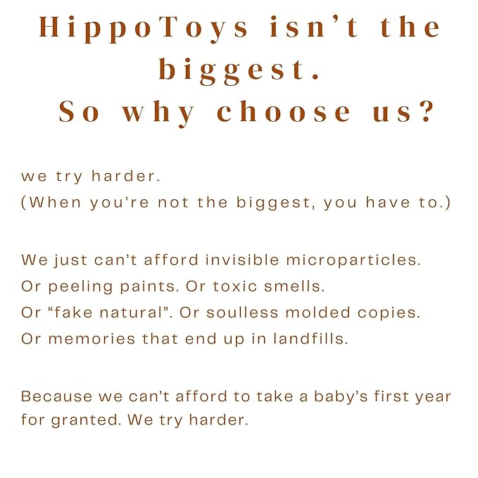 HippoToys 100% Natural Wooden Baby Rattle – Handmade Montessori Toy, Plastic-Free, No Toxins or Paint – Safe Gift for Newborns to 12 Months