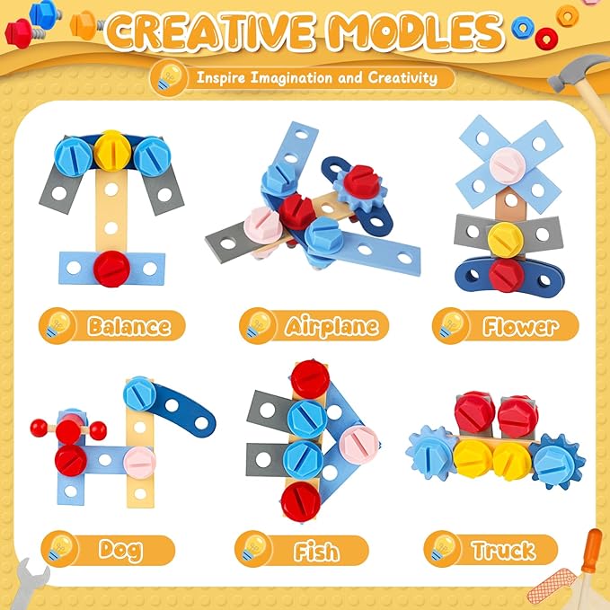 Myfolrena Kids Tool Set With Belt - Wooden Pretend Play Tools for Toddlers Ages 2-5 - Learning Stem Montessori Toys