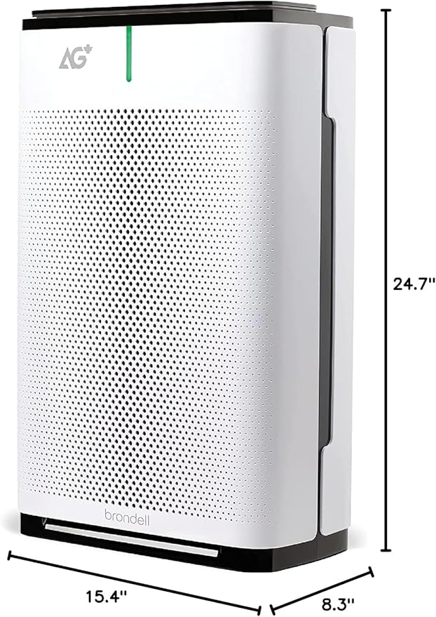 Brondell P700BB-W Pro Air Purifier Clean Air Filter With Aurabeat AG+ Technology for Bedroom, Home Office, Reduces Odor from Smoke and Pets, Includes Filters, 1655 Square Feet, White