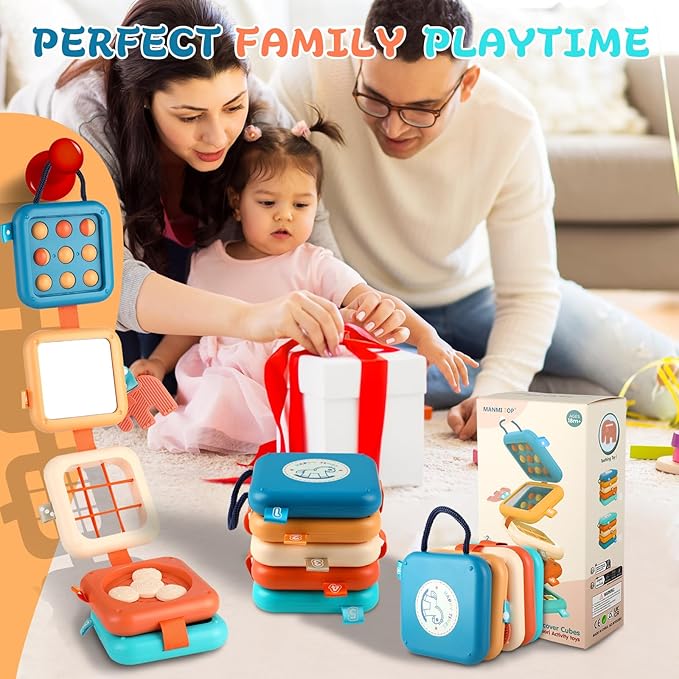 Busy Board for 1 Year Old, Montessori Toys for 1 Year Old, 8-in-1 Develop Fine Motor Skills Travel Toys, Busy Board Birthday Gift for Boy Girl Toddler