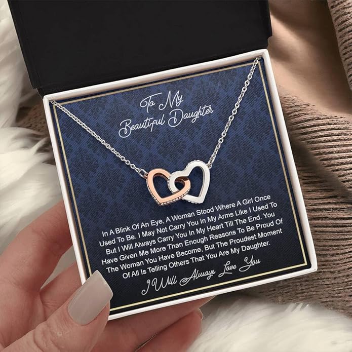 To My Daughter Gift Necklace From Dad or Mom - Badass Daughter Jewelry With Heartfelt Message & Elegant Box