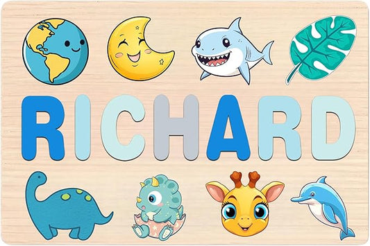 Wood Puzzles for Toddlers 1-3, Personalized Name Puzzle, 1 Year Old Birthday Gift,Montessori Toys for 1 Year Old,Educational Toys for Toddlers 1-3,Custom Name Puzzle