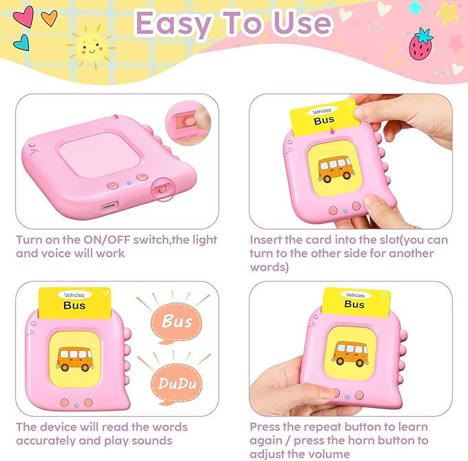 Talking Flash Cards,Kids Toddler Flash Cards with 240 Sight Words,Montessori Toys,Autism Sensory Toys,Speech Therapy Toys,Learning Educational Gifts for Age 1 2 3 4 5 Years Old Boys and Girls