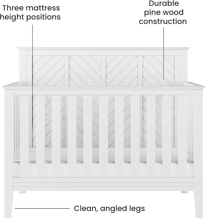 Child Craft Atwood 4-in-1 Convertible Crib, Baby Crib Converts to Day Bed, Toddler Bed and Full Size Bed, 3 Adjustable Mattress Positions, Non-Toxic, Baby Safe Finish (Matte White)