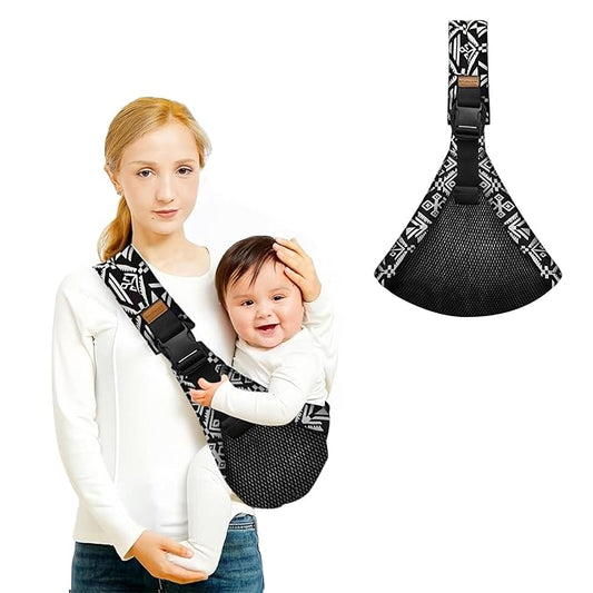 Baby Sling Carrier,Baby Carrier Newborn to Toddler,Adjustable and Lightweight Toddler Carrier(10-30lbs),Baby Sling with Safety Buckle(Mesh,Black Sailboat)