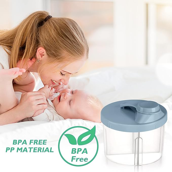 Accmor Baby Formula Dispenser On The Go, Non-Spill Rotating Four-Compartment Formula Container to Go, Milk Powder Kids Snack Container for Infant Toddler Travel Outdoor, Blue