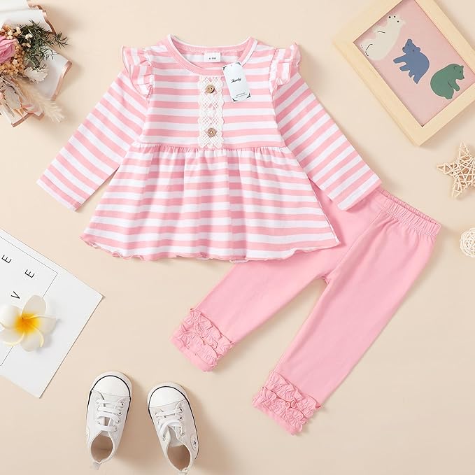 Baby Girl Clothes Toddler Girl Outfits Ruffle Shirt Pants Cute Infant Outfit Set Baby Girl Fall Winter Clothes