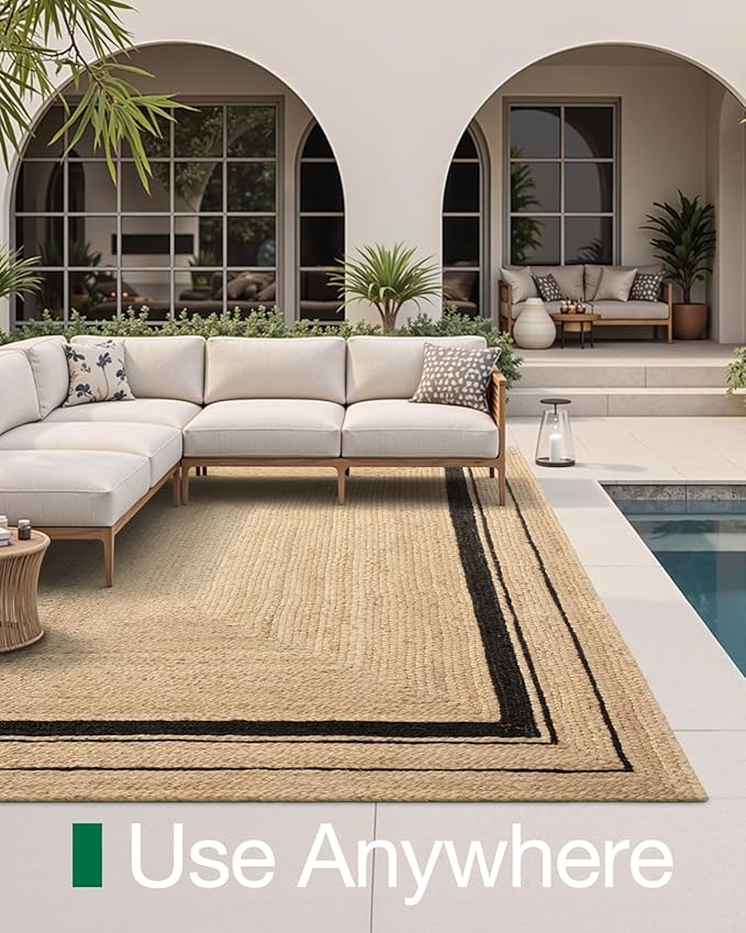 LUMI Jute Area Rug 6x9 for Living Room, Natural Handwoven Rugs Non Slip, Farmhouse Braided Carpets No Shedding for High Traffic, Dining Room, Indoor, Outdoor, Patio