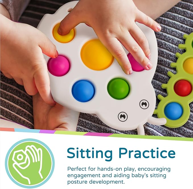 LiKee Fidget Popper Sensory Baby Toys for 10+ Months, Push and Popping Busy Board, Montessori Toys for 1+ Years Old, Airplane Car Travel Toy for Toddlers 1-3 Stress Relief (2 Pieces)