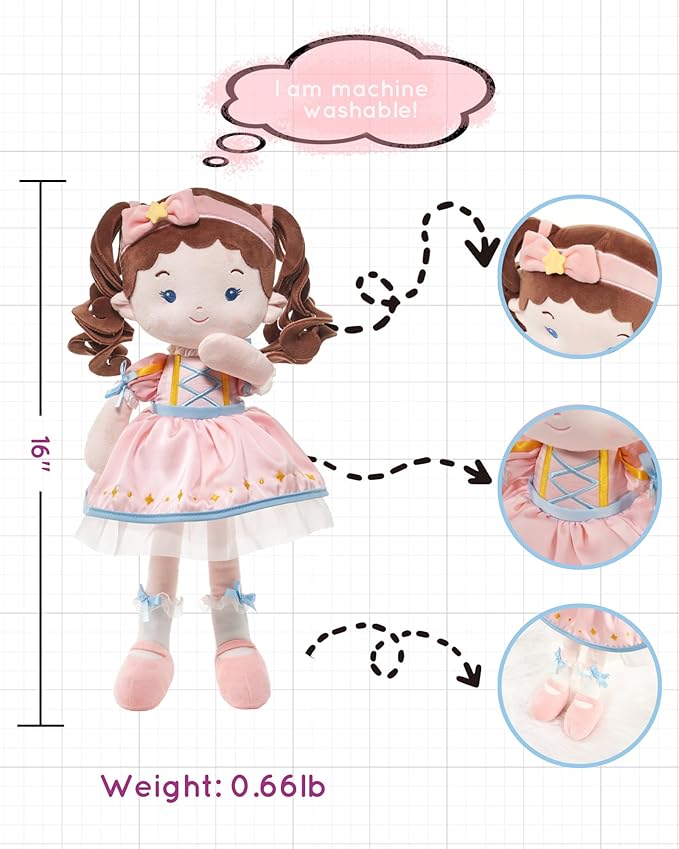 Soft Baby Doll Toys (16''), My First Baby Rag Doll for 1 Year-Old Girl Birthday Gift, Christmas Plush Toys Gift for Toddler Kids Infants-Princess Twinkle