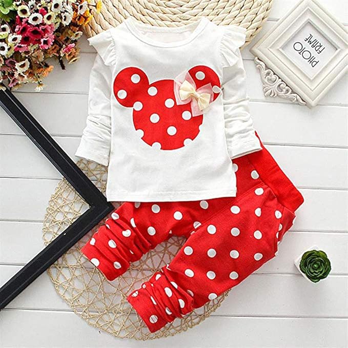 Cute Toddler Baby Girls Clothes Set Long Sleeve T-Shirt and Pants Kids 2pcs Outfits