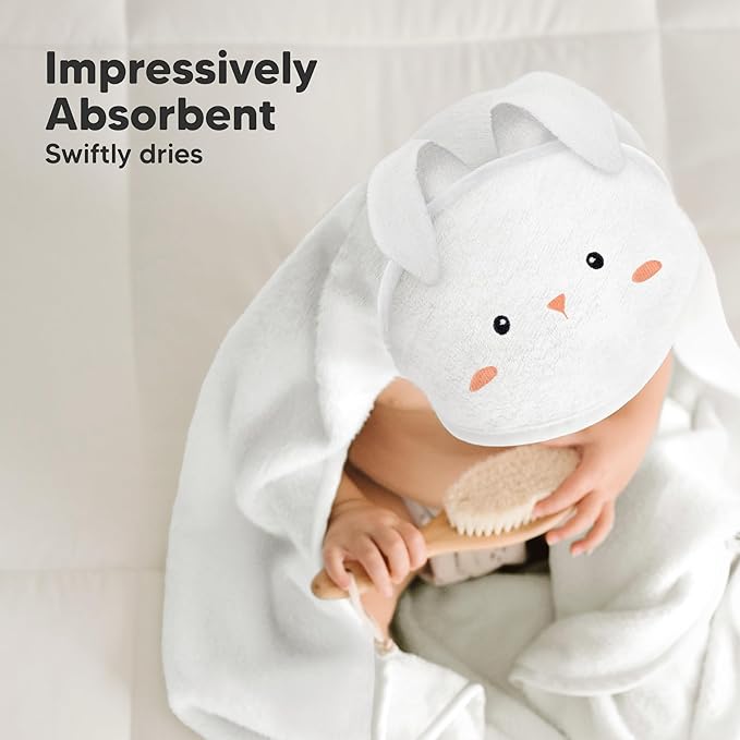 KeaBabies Hooded Baby Towel for Newborn - Viscose Derived from Bamboo Large Baby Bath Towels with Hood for Boys, Girls, Toddler, Extra Absorbent & Soft Newborn Bath Essentials (Bunny)