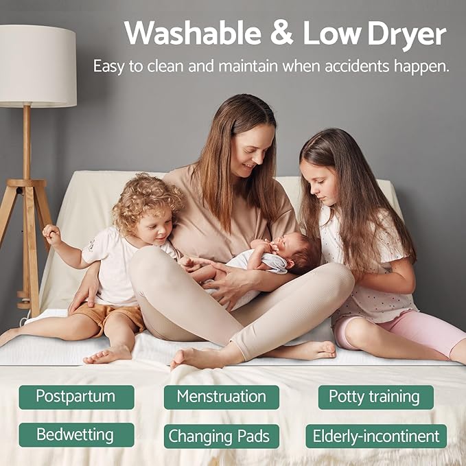 CoolShields Waterproof Bed Pads Incontinence 60" x 36" (Queen) Washable Reusable Mattress Protector Bedwetting Pad for Kids, Adults, Elderly, and Pets