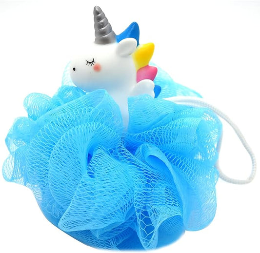 Cute Unicorn Kids Bath Loofahs Balls for Baby Girls Boys Mesh Shower Ball Pouf Exfoliating Bath Sponge Body Cleaner Bath Accessories