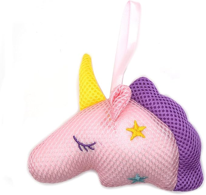 Cute Unicorn Kids Bath Loofahs Balls for Baby Girls Boys Mesh Shower Ball Pouf Exfoliating Bath Sponge Body Cleaner Bath Accessories (Pink Unicorn)
