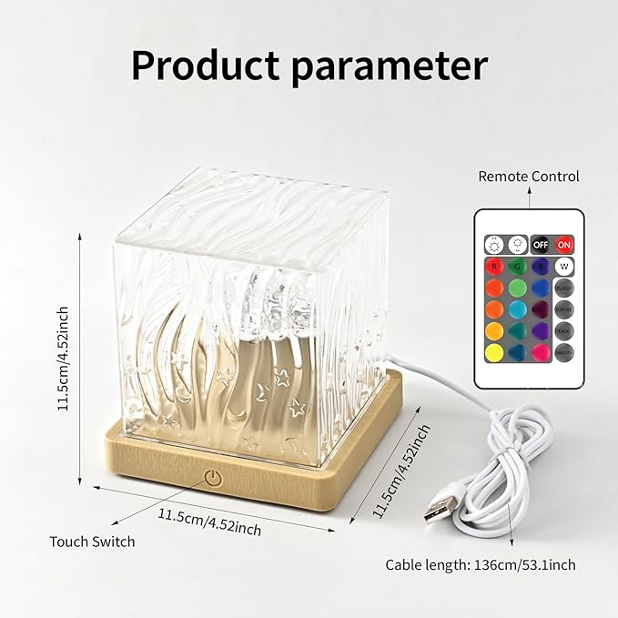 PWWJ Northern Lights Projector: 16 Color Gradual Changing Luminor Cube Lamp, This Crystal lamp Serves as Both Ocean Wave Projector and Galaxy Grojector, Making it Perfect for Bedroom and Party Decor