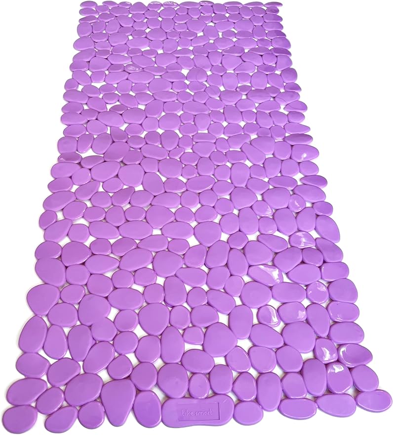“Pebbles” Non-Slip Bathtub/Shower Mat 27.5”x14” Rectangular, Non-Toxic, Safe, Clean, Machine-Washable, Superior Grip & Drainage, Vinyl, for Smooth Floors ONLY, Opaque Purple