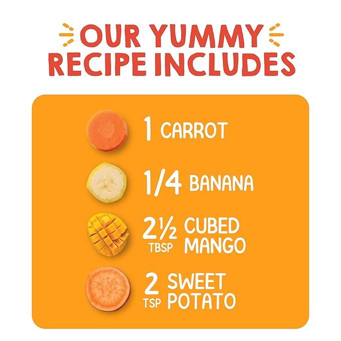 Happy Tot Organics Stage 4 Baby Food Pouches, Gluten Free, Vegan Snack, Love My Veggies, Fruit & Veggie Puree, Carrot, Banana, Mango & Sweet Potato, 4.22 Ounce (Pack of 16)