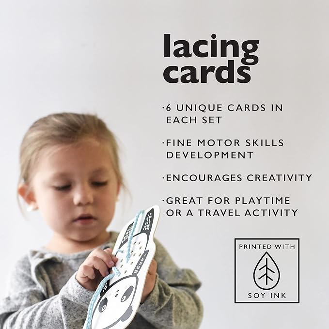 Wee Gallery Holiday Lacing Cards, Sewing Board and Travel Game for Toddlers and Preschoolers, Fine Motor Skills Toy, Montessori-Inspired Educational Kids Craft Activity for Ages 3+