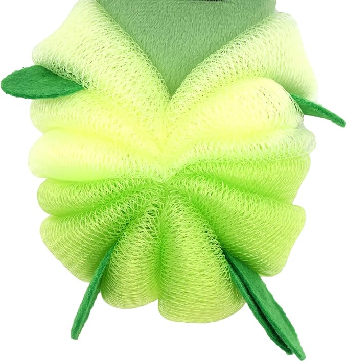 Cute Unicorn Kids Bath Loofahs Balls for Baby Girls Boys Mesh Shower Ball Pouf Exfoliating Bath Sponge Body Cleaner Bath Accessories (Green Shark)