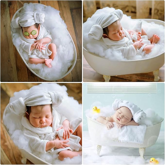 SPOKKI Newborn Photography Props Baby Girl 5 PCS Bathrobes Bath Towel Outfit with Slippers Cucumber Photo Props for Infant Boys Girls(0-6 Months)