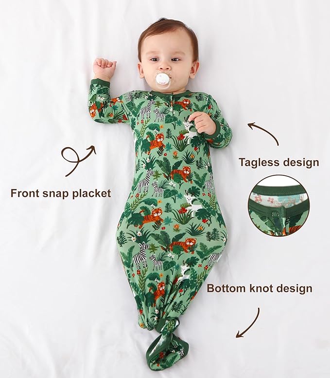 Baby Sleeper Gown Viscose from Bamboo Newborn Nightgowns Unisex Long Sleeve Sleep Sack