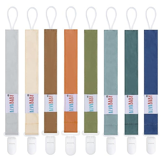 ALVABABY Baby Pacifier Clips for Boys Girls Pacifier Universal Holder Leash Pacifier Clip Binky Holder for Teether Toys Soothie 8 Packs 8DP11
