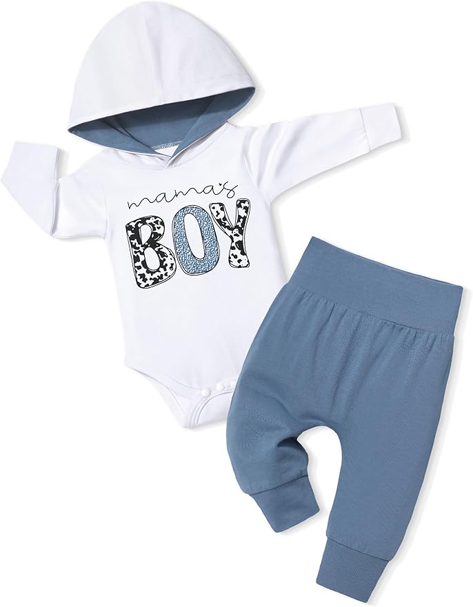 Fommy Newborn Baby Boy Clothes Plaid Letter Print Long Sleeve Hoodies + Long Pants 2PCS Fall Winter Outfits Set