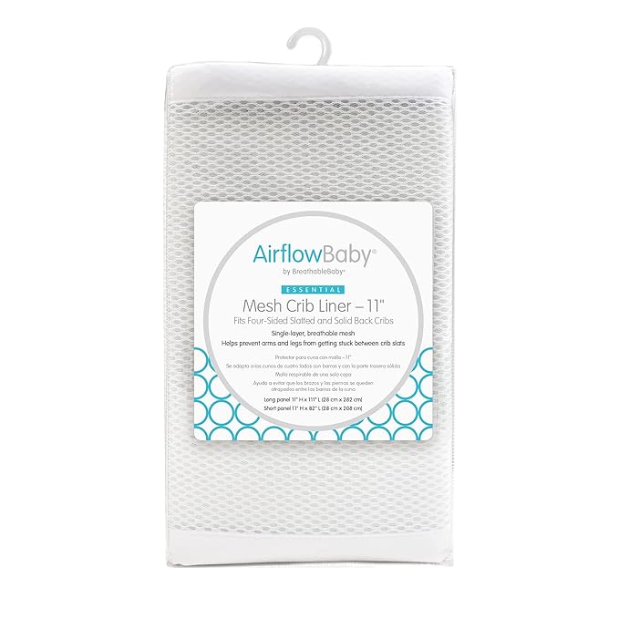Breathable Mesh Liner for Full-Size Cribs (Gray, 11')