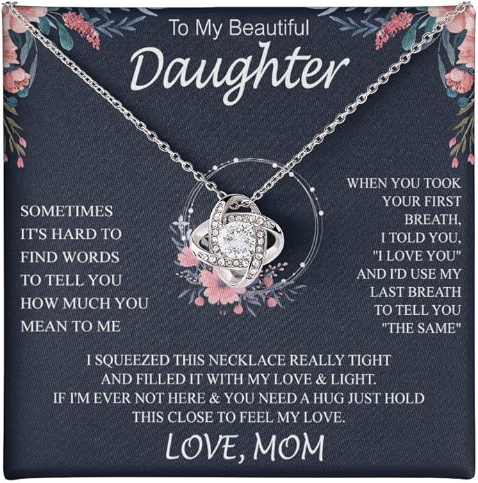 To My Daughter Gift Necklace From Dad or Mom - Badass Daughter Jewelry With Heartfelt Message & Elegant Box