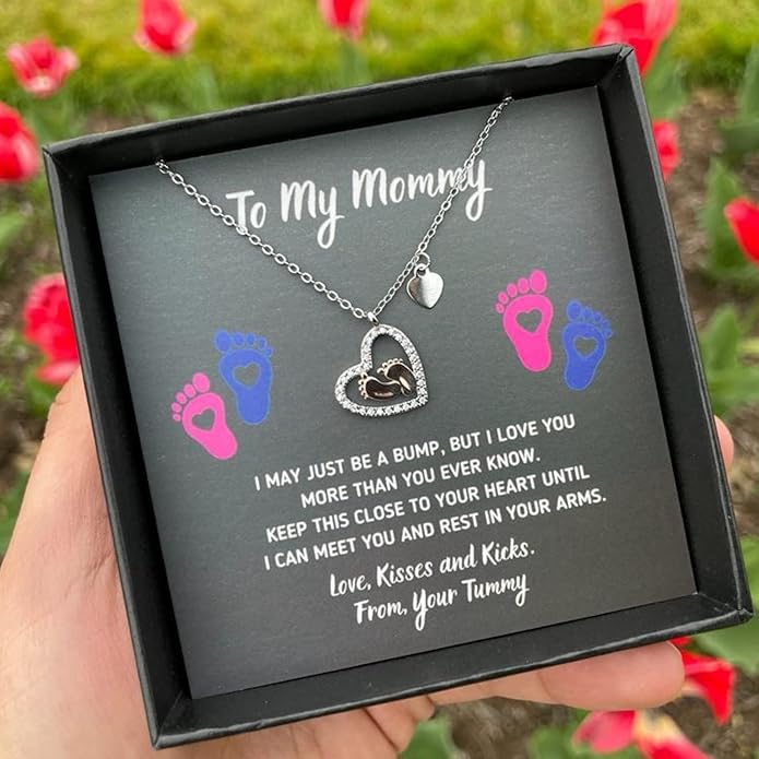 Baby Feet Jewelry Necklace, Mommy To Be Gifts For 1st Time Mom, To My Mommy Necklace Baby Bump, Gifts For Pregnant Women Mom To Be