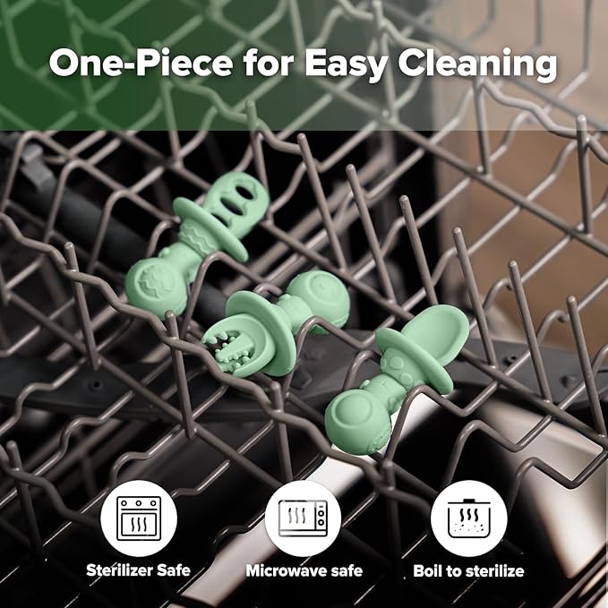 Haakaa Astronaut Beginner Silicone Cutlery Set – Baby Spoons and Forks for Self Feeding 6 Months, Baby Led Weaning Supplies, Toddler Feeding Essentials