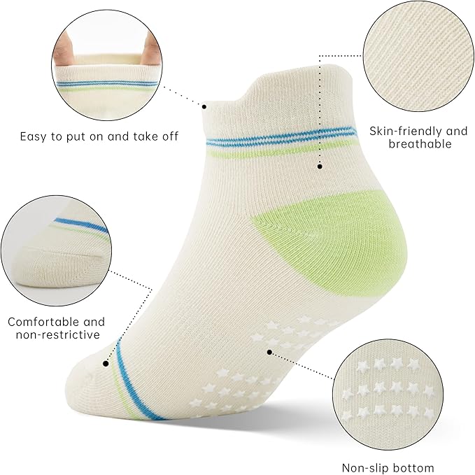 Tphon Toddler Baby Non Slip Ankle Socks with Grippers Kids Boys Girls Socks 12 Pairs for 0-7 Years Infant Children